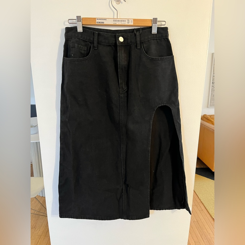 Cider Denim Skirt with High Slit